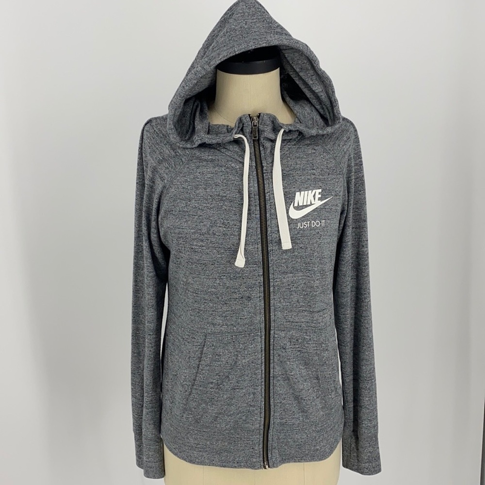 Nike Full Zip light weight Grey & White Hoodie SZ M
